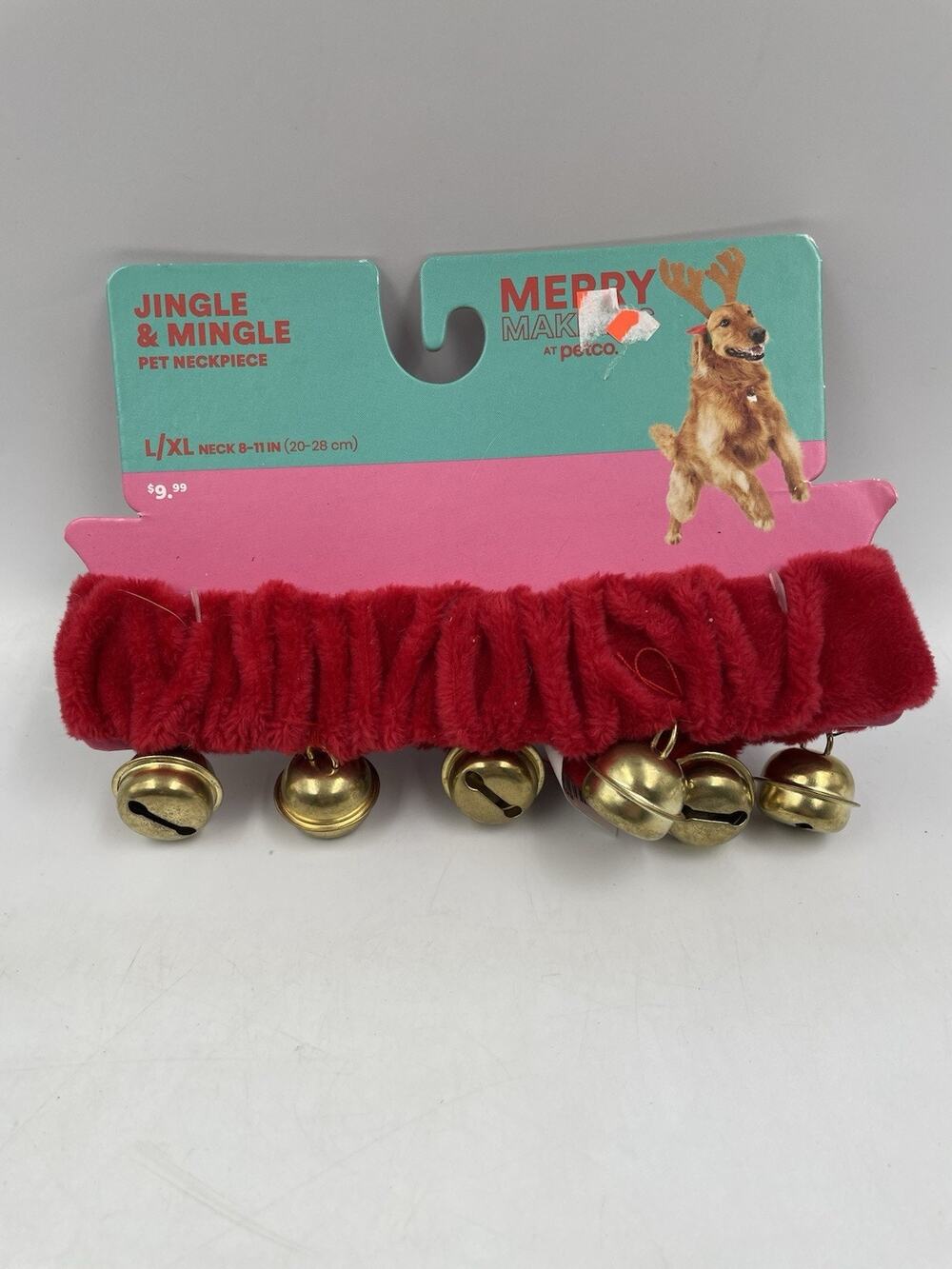NEW Large Merry Makings Petco Dog Pet Necktie Tie Red With Bells Size S/Med